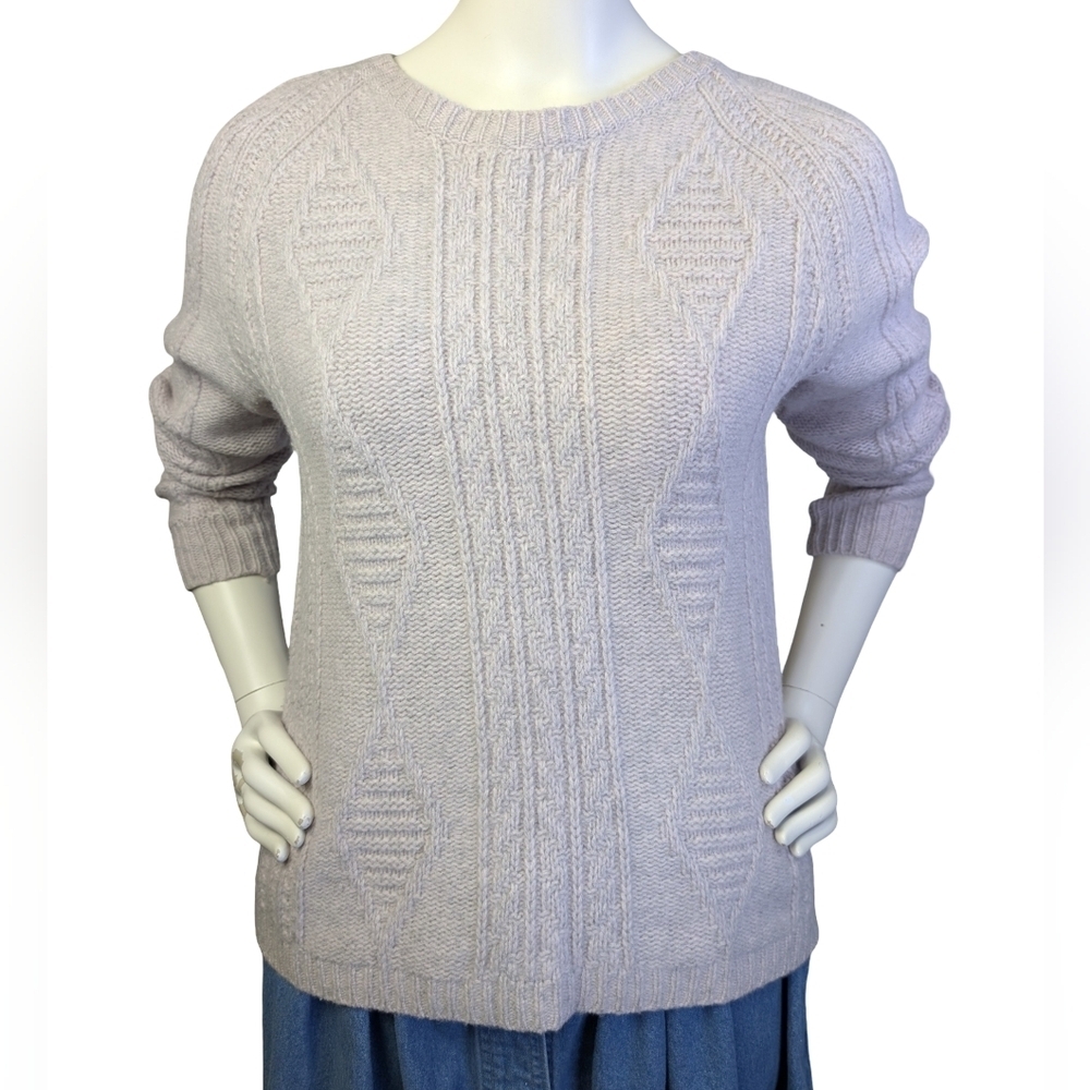 Madewell Merino Wool Cable Knit Sweater Back Zip Palisade Medium - Picture 3 of 9